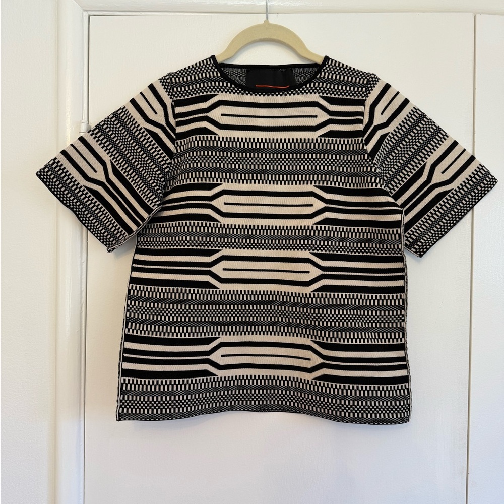 Black and White Striped Short Sleeve Top
